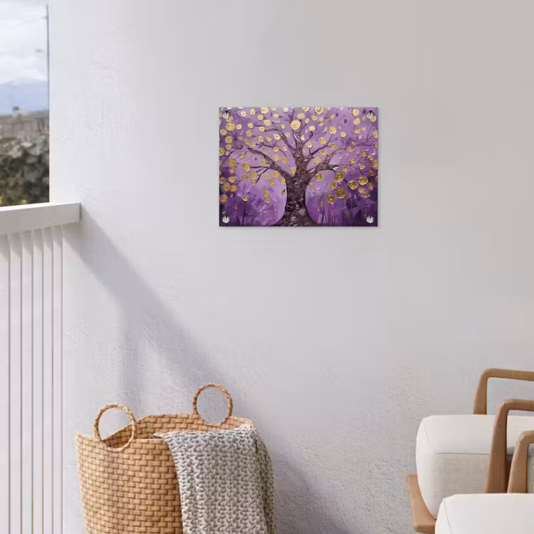 Tuinposter - Levensboom - Boom - Paars - Goud - Modern — 5