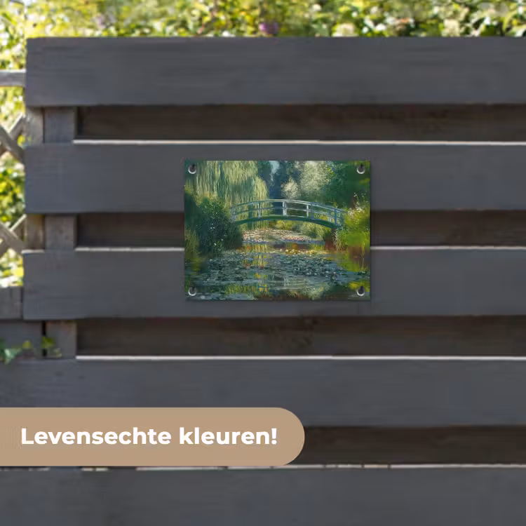 Tuinposter - Brug - Hout - Vijver - Waterlelies — 6