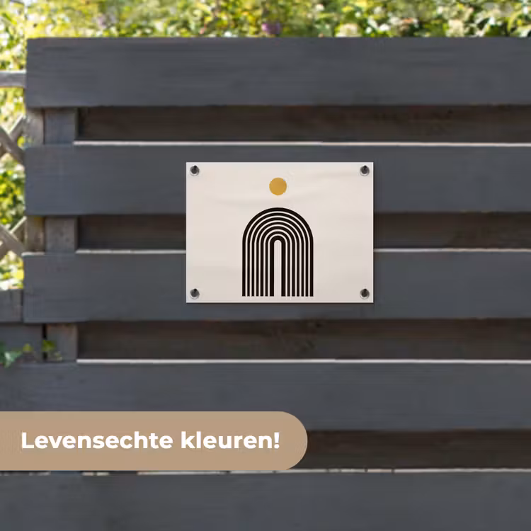 Tuinposter - Minimalistisch - Zwarte boog - Gouden cirkel — 6