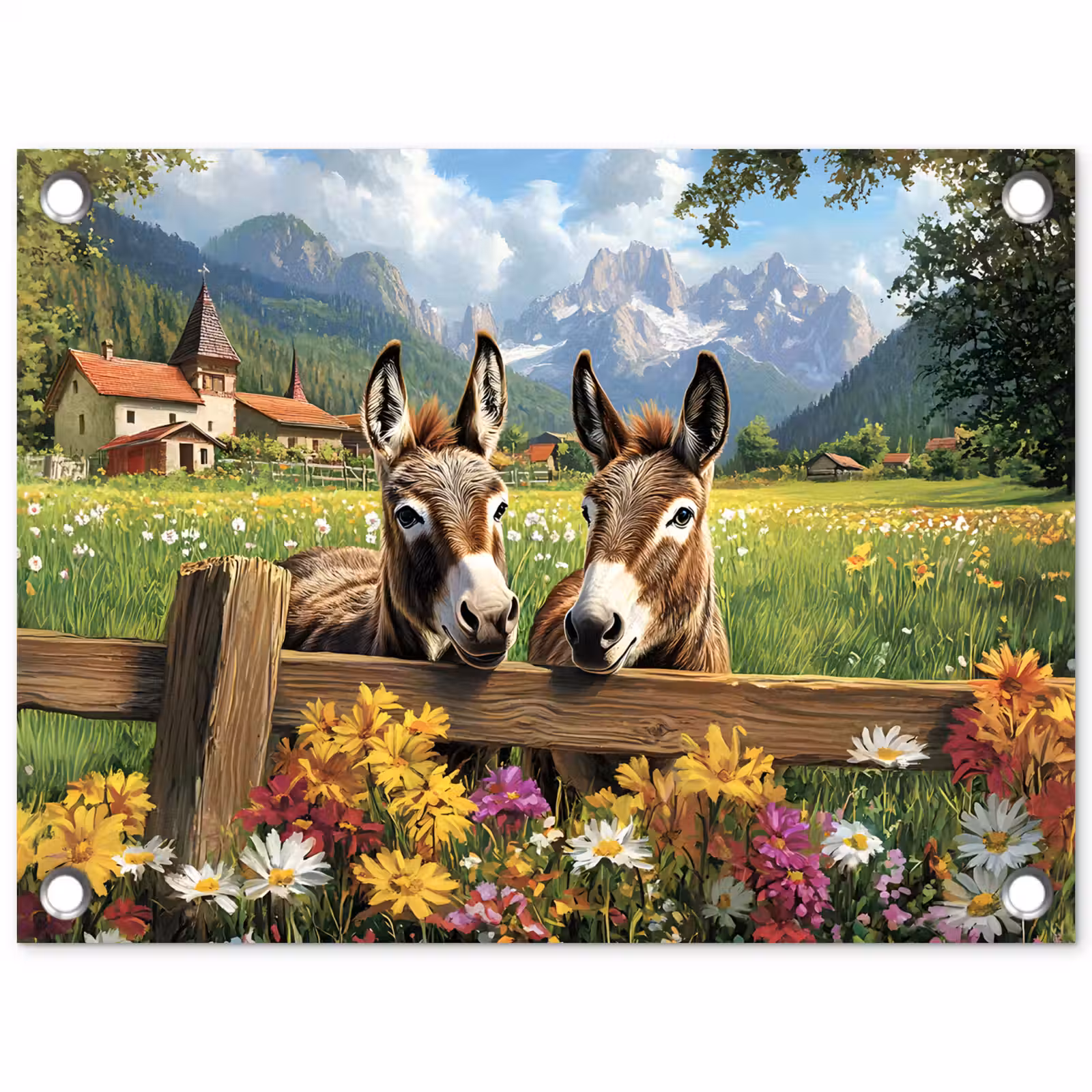 Tuinposter - Ezels - Bloemen - Zomers — 1