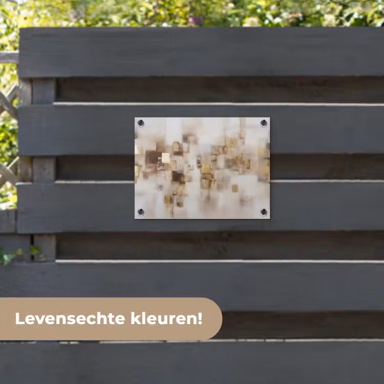 Tuinposter - Abstracte vierkanten - Aardetonen - Mistig — 6