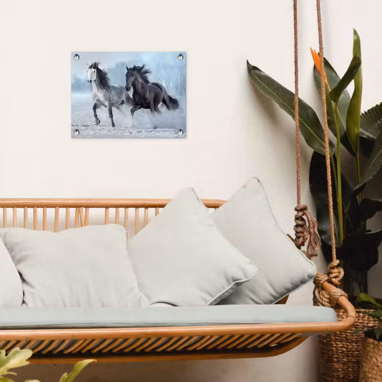 Tuinposter - Paarden - Winter - Dieren - Natuur - Sneeuw — 4