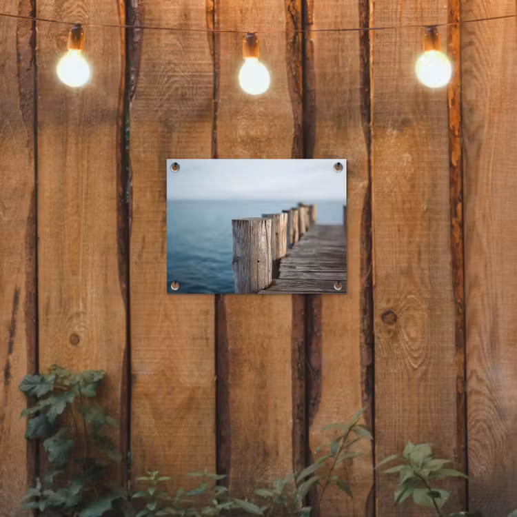 Tuinposter - Houten steiger - Helderblauwe lucht — 2
