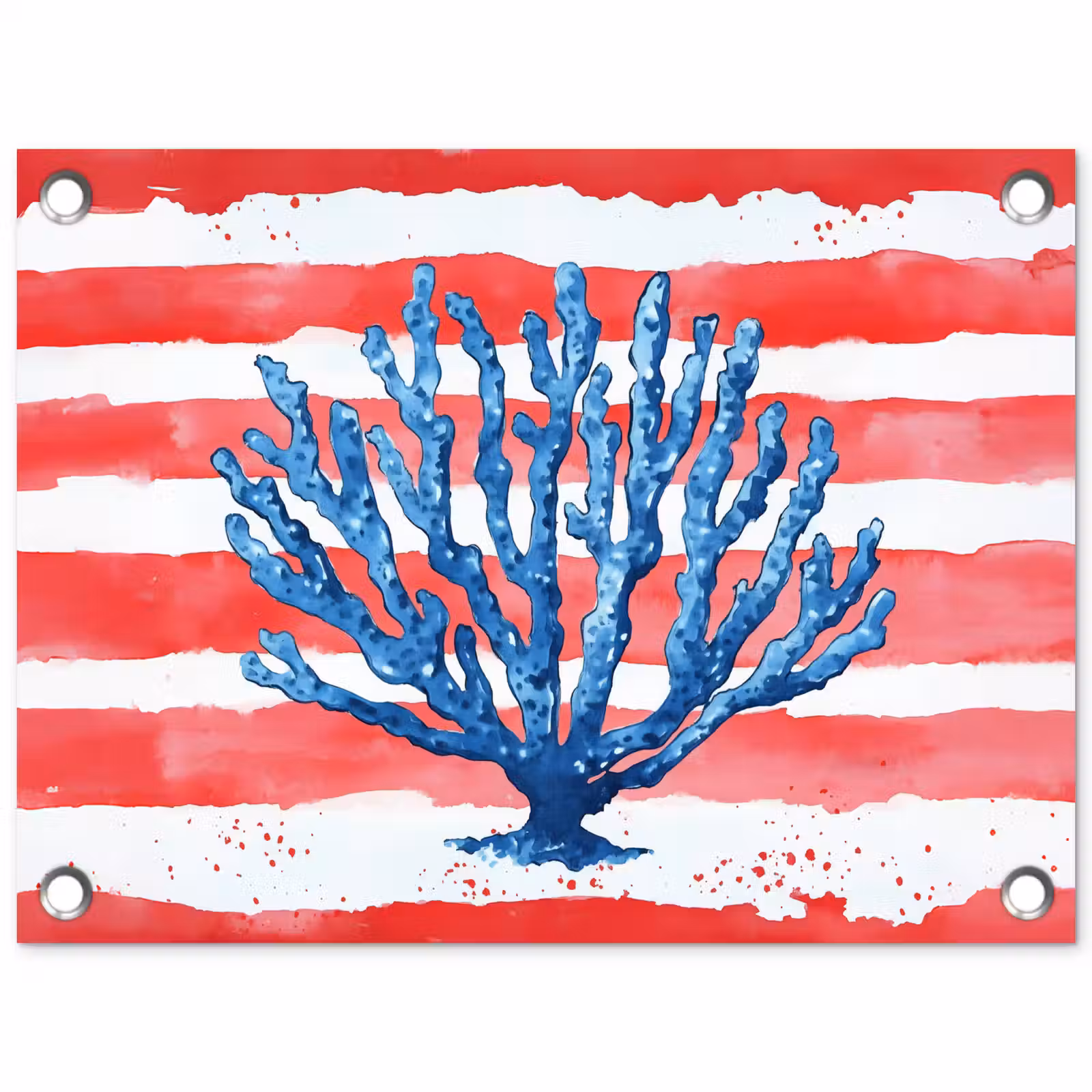 Tuinposter - Koraal - Verfstructuur - Rood - Blauw — 1