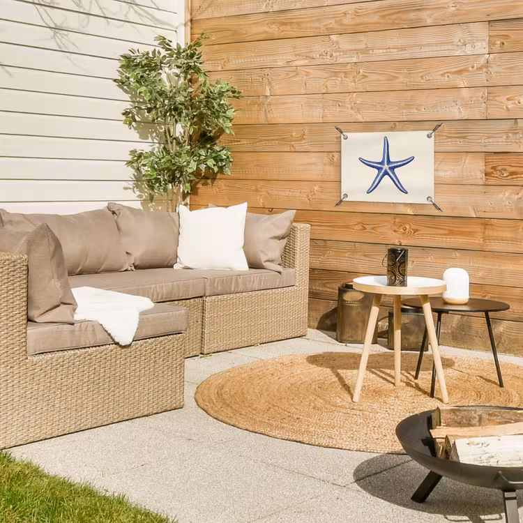 Tuinposter - Blauwe zeester - Minimalistisch - Beige — 3