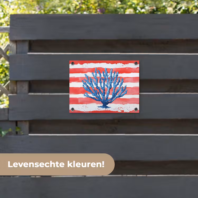 Tuinposter - Koraal - Verfstructuur - Rood - Blauw — 6