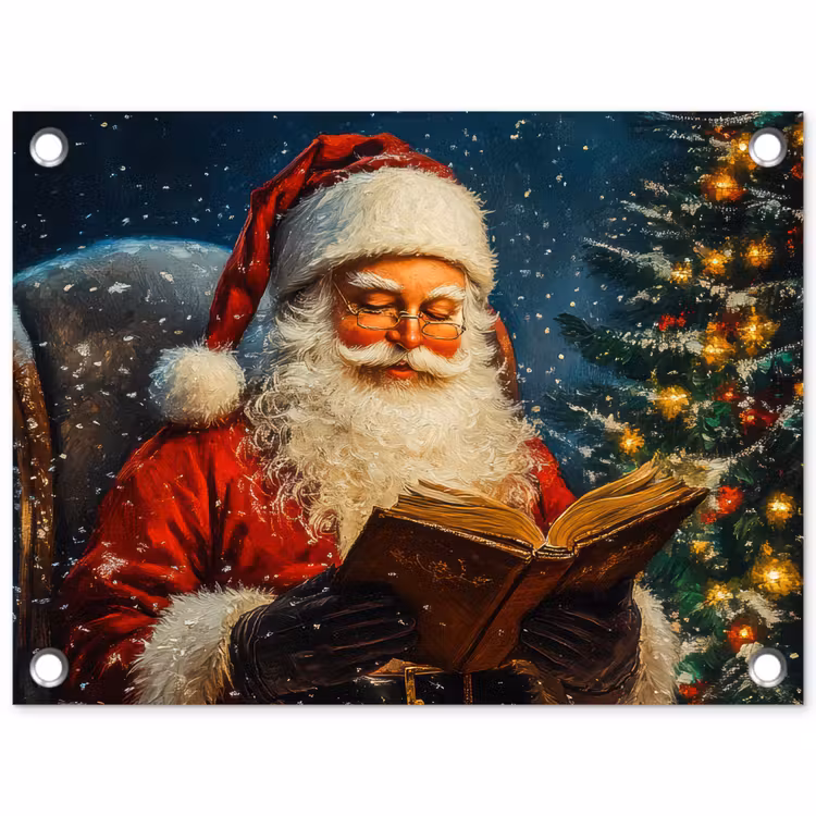 Tuinposter - Kerstman - Kerst - Winter - Kerstboom — 1