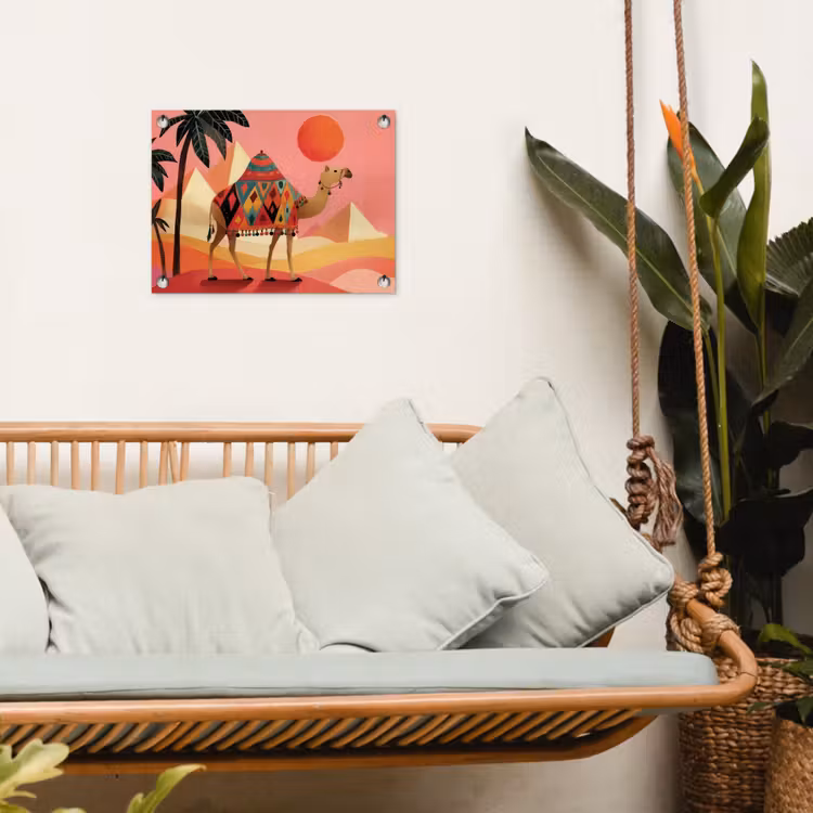 Tuinposter - Kameel - Pyramides - Rode zon — 4
