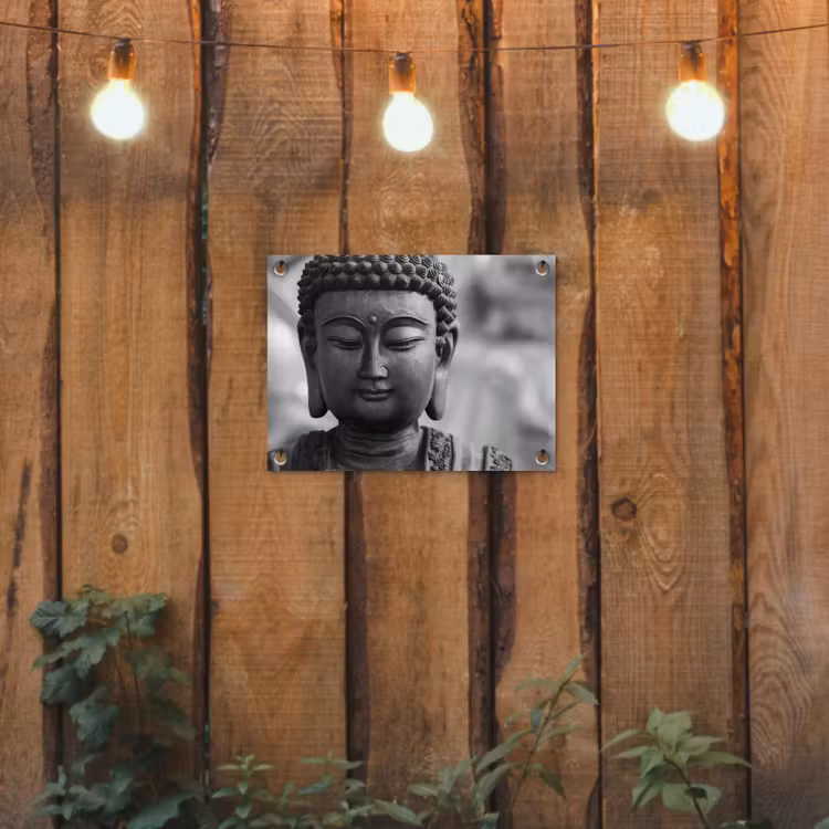Tuinposter - Boeddha - Grijs - Spiritualiteit - Buddha beeld - Religie — 2