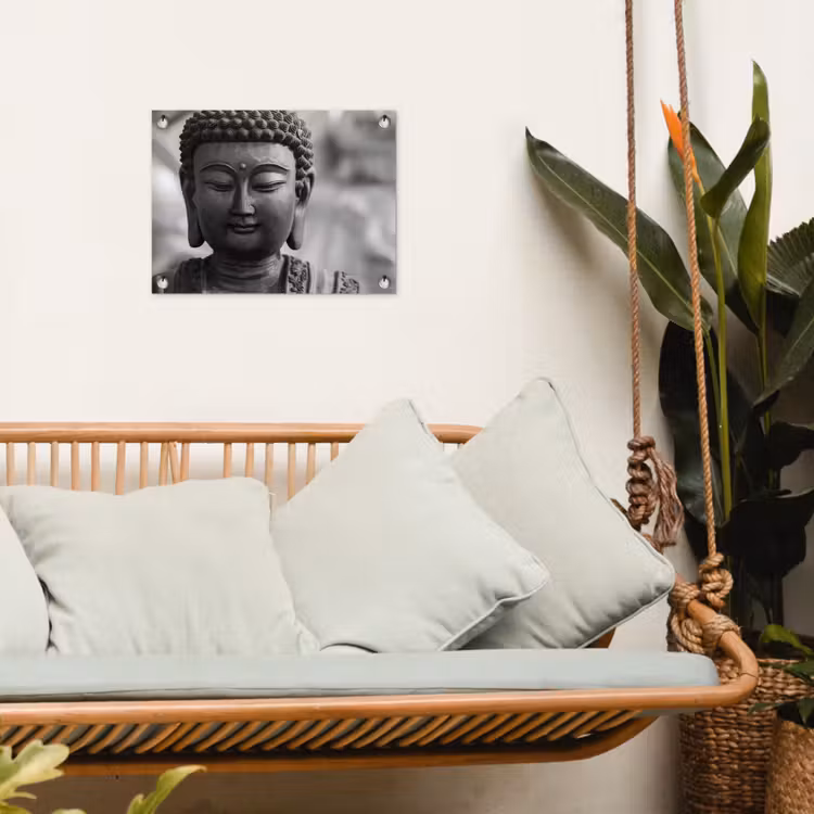 Tuinposter - Boeddha - Grijs - Spiritualiteit - Buddha beeld - Religie — 4