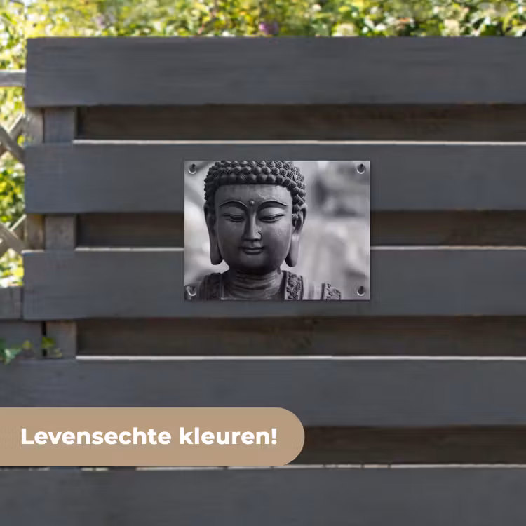 Tuinposter - Boeddha - Grijs - Spiritualiteit - Buddha beeld - Religie — 6