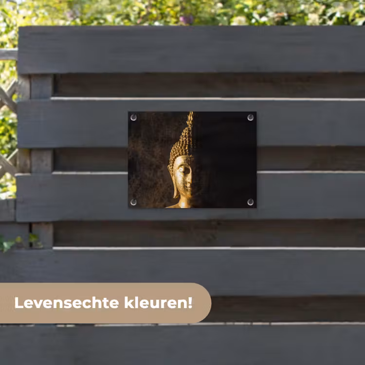 Tuinposter - Buddha - Boeddha beeld - Goud - Spiritueel - Zwart — 6