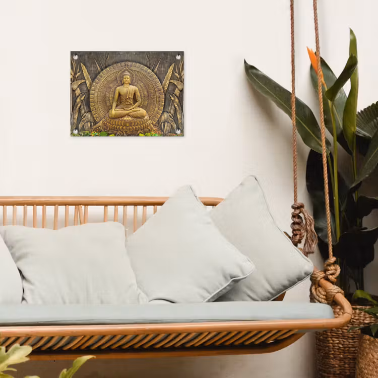 Tuinposter - Goud - Boeddha beeld - Spiritueel - Meditatie — 4