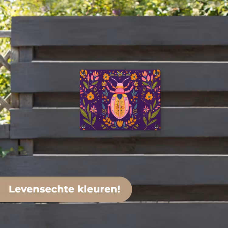 Tuinposter - Kever - Felgekleurd - Bloemen - Bladeren — 6