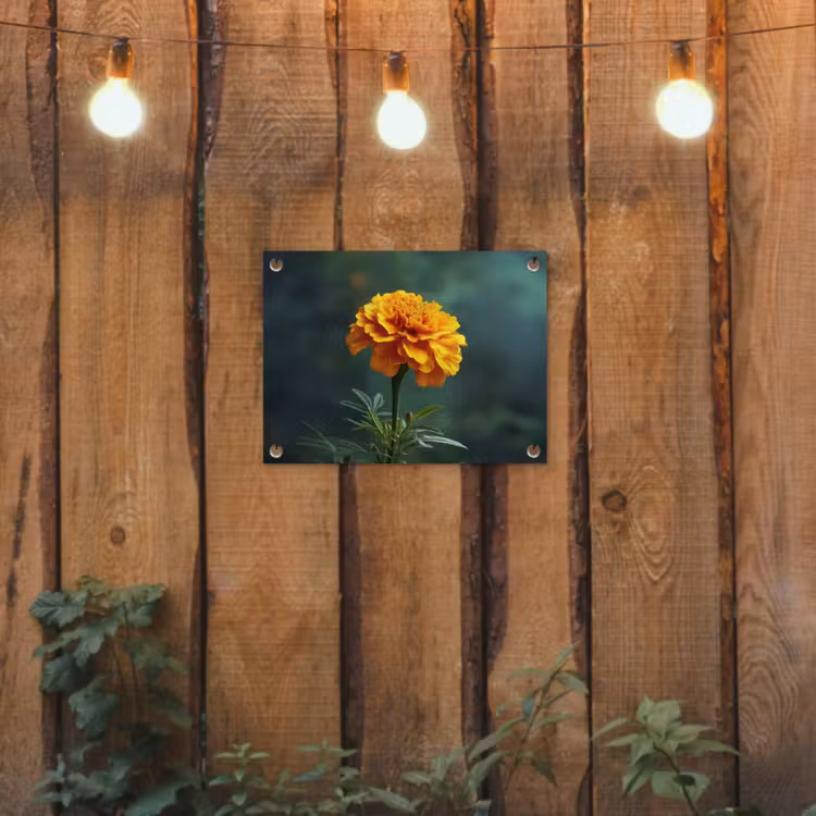 Tuinposter - Bloemblaadjes - Afrikaan - Oranje - Wazig — 3