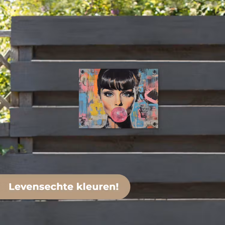 Tuinposter - Kauwgom - Vrouw - Penseelstreken - Modern — 6