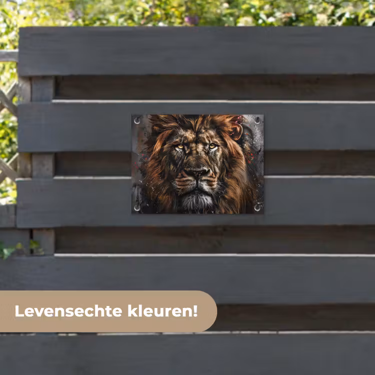 Tuinposter - Leeuw - Dieren - Portret - Zwart - Luxe — 6