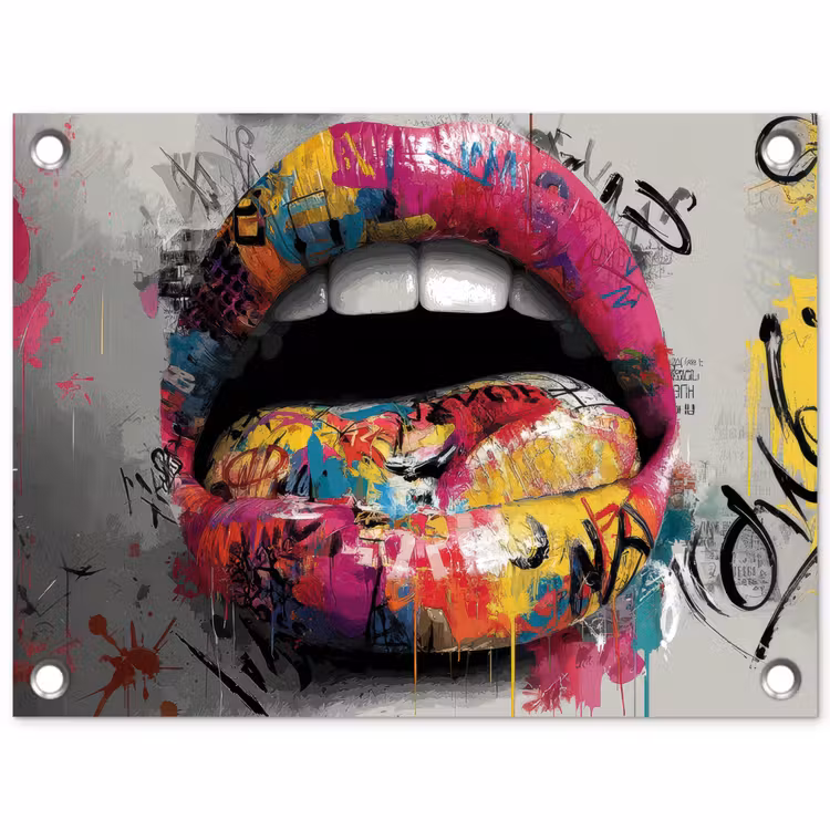 Tuinposter - Lippen - Graffiti - Expressief — 1