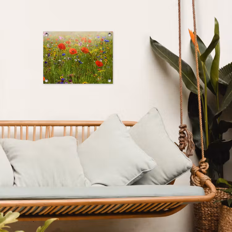Tuinposter - Lente - Bloemen - Rood - Klaproos - Gras - Groen — 4