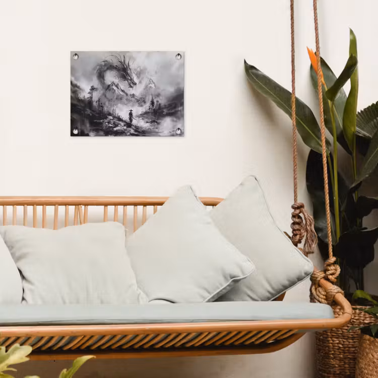 Tuinposter - Krijger - Draak - Grijs — 4