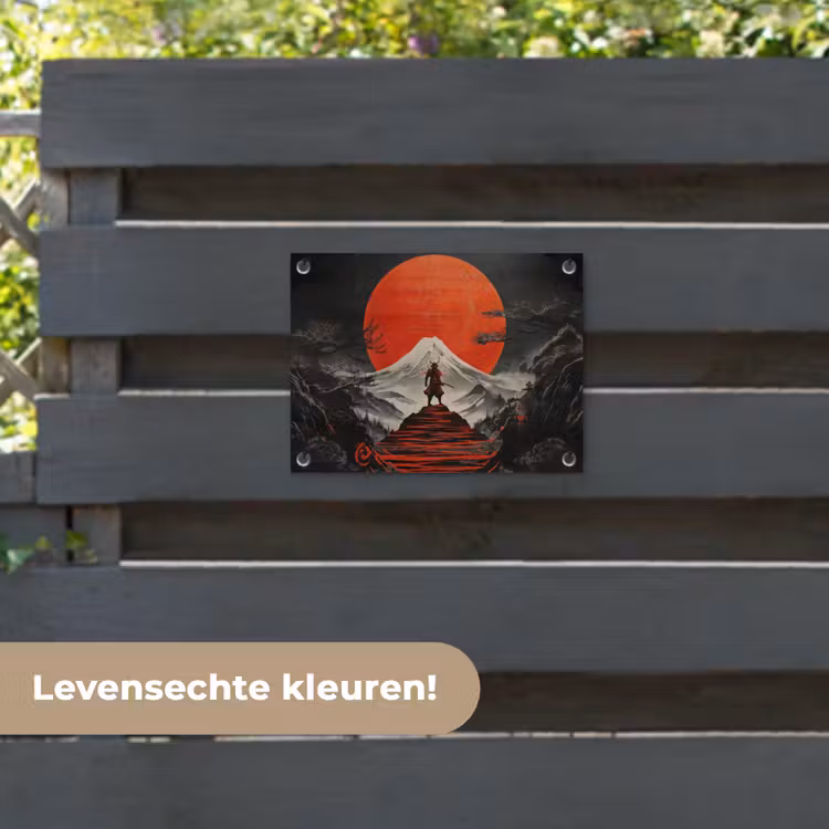 Tuinposter - Krijger - Rode trappen - Zon - Berg — 6
