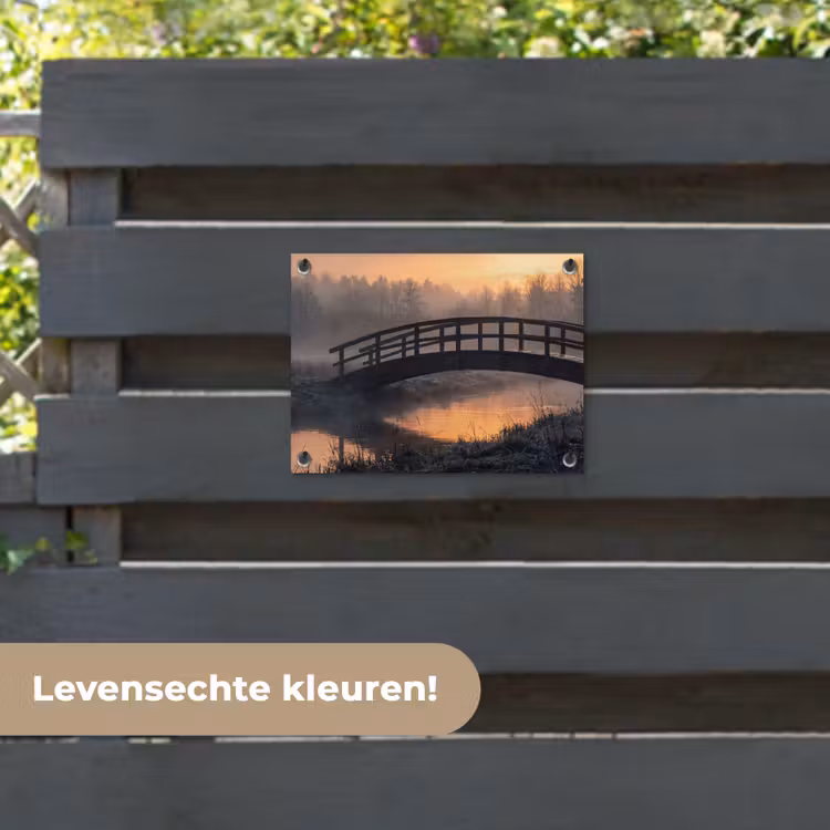 Tuinposter - Brug - Mist - Bomen - Water — 6