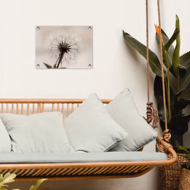 Tuinposter - Paardenbloem - Minimalistisch - Wit — 4
