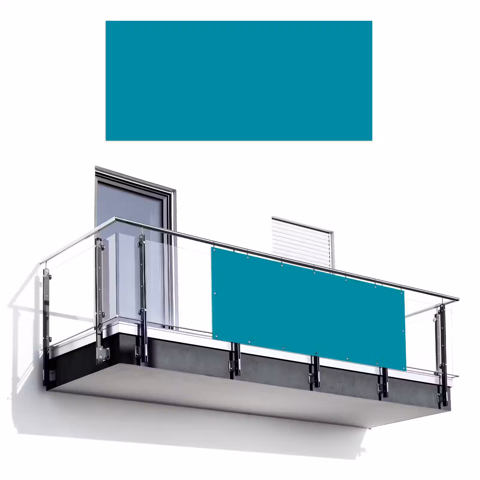 Balkonscherm - Blauw - Effen kleur — 1