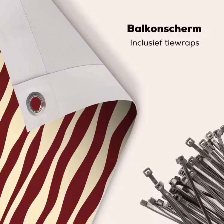 Balkonscherm - Golven - Rood - Patroon - Crème — 4