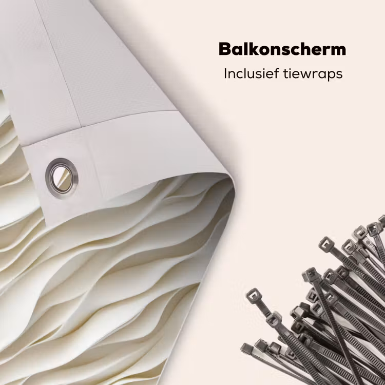 Balkonscherm - Golven - Wit - Minimalistisch — 4