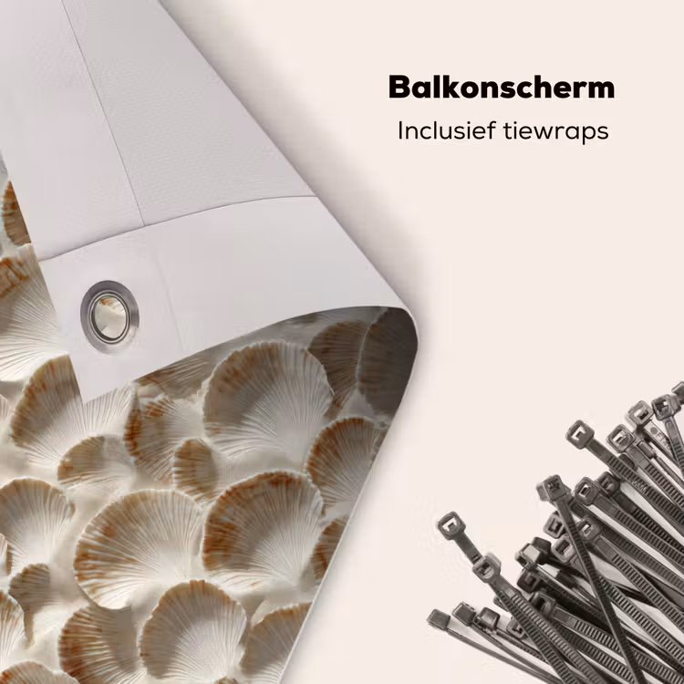 Balkonscherm - Schelpen - Waaiervorm - Wit — 4