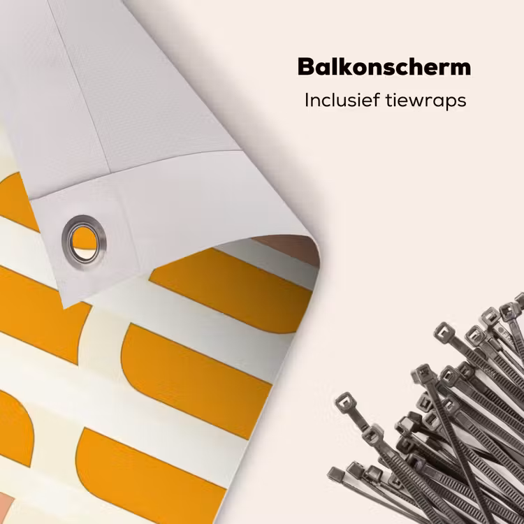 Balkonscherm - Geometrisch - Patroon - Geel - Roze — 4