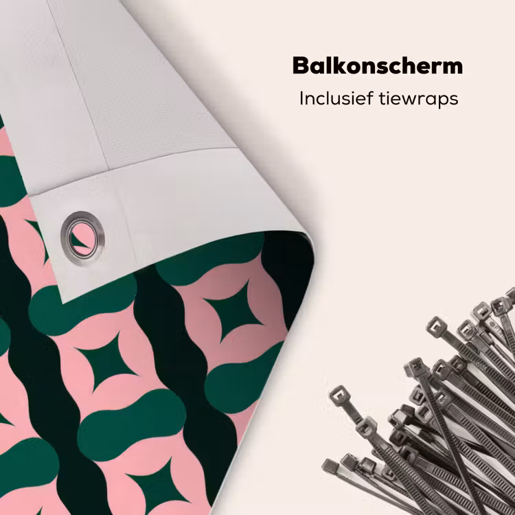 Balkonscherm - Groen - Roze - Retro - Sterren — 4