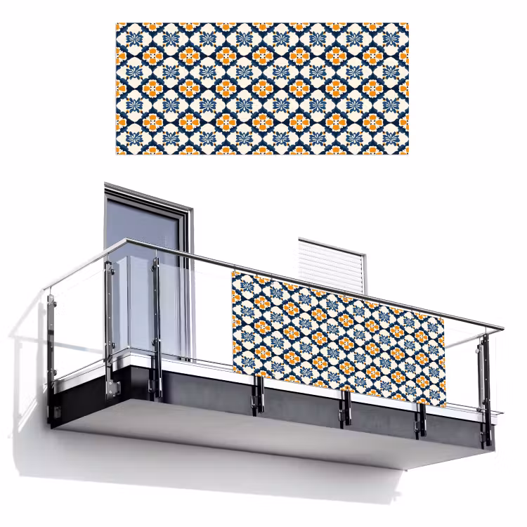 Balkonscherm - Klassiek - Geometrisch - Blauw — 1