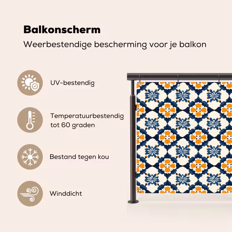 Balkonscherm - Klassiek - Geometrisch - Blauw — 3