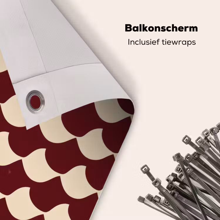 Balkonscherm - Rood - Tegelpatroon - Crème — 4