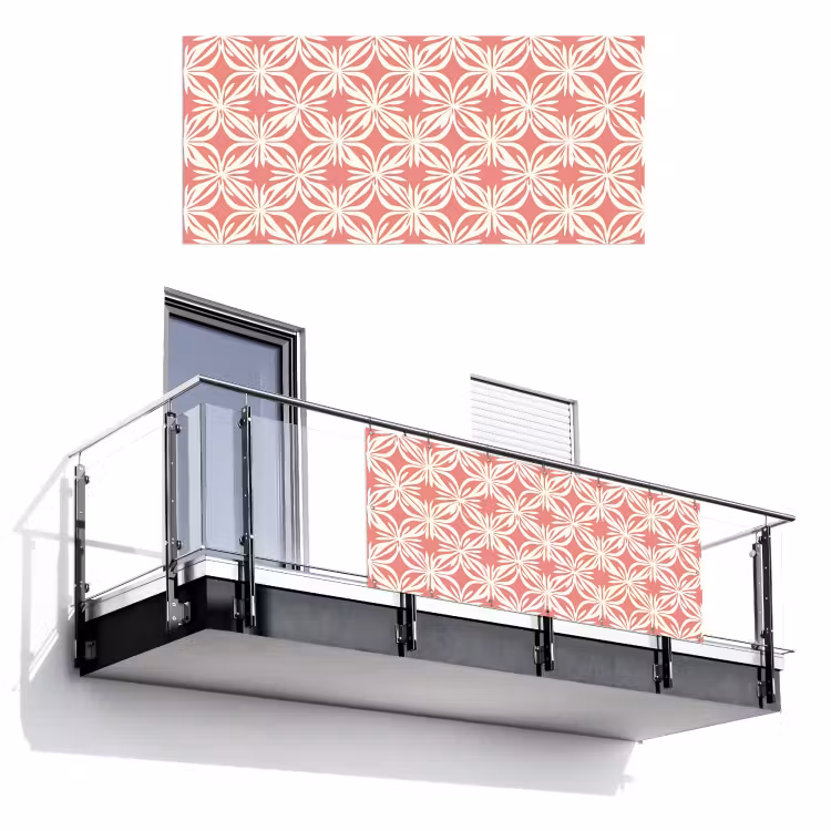 Balkonscherm - Roze - Bloemenmotief - Wit - Modern — 1