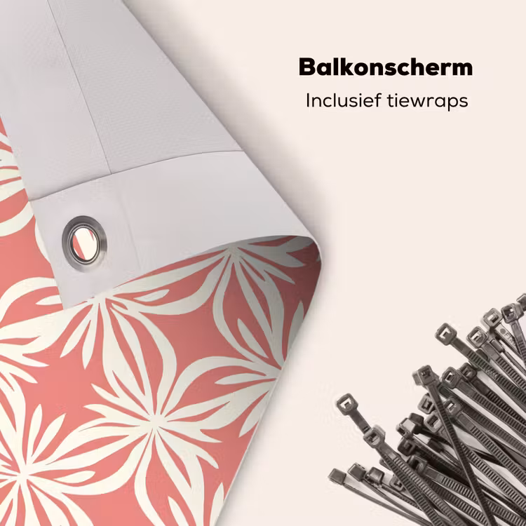 Balkonscherm - Roze - Bloemenmotief - Wit - Modern — 4