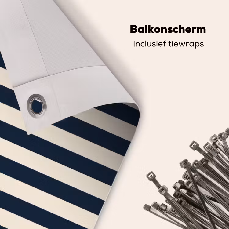 Balkonscherm - Verticale strepen - Blauw - Crème — 4