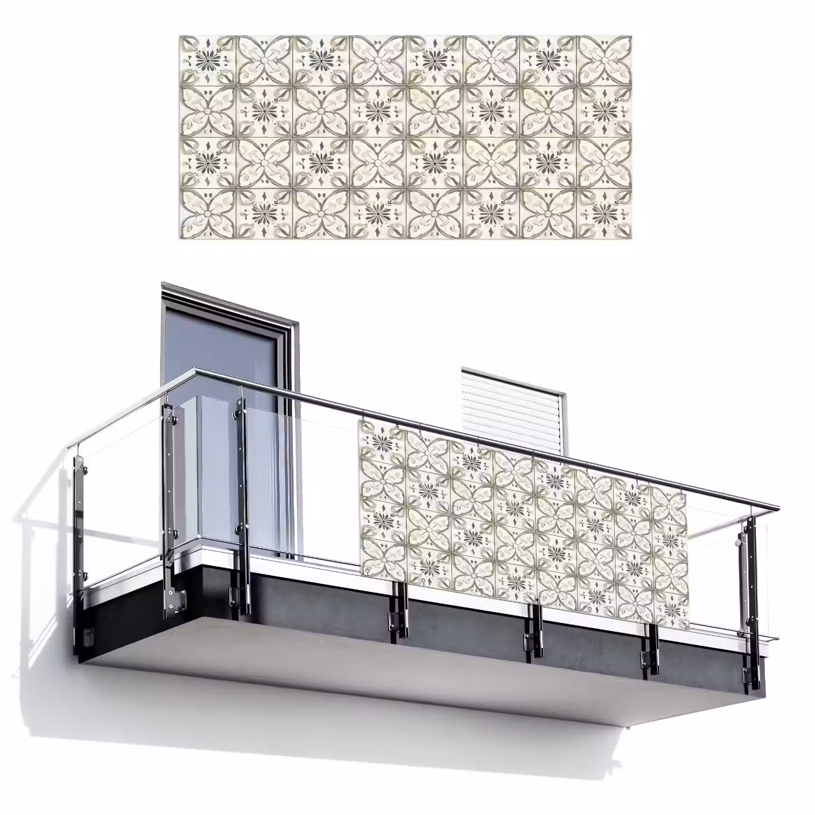 Balkonscherm - Antiek - Tegel - Beige — 1