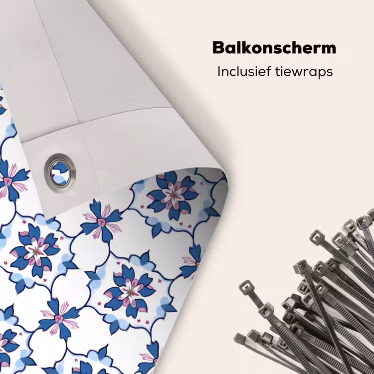 Balkonscherm - Modern - Patroon - Blauw - Roze — 4