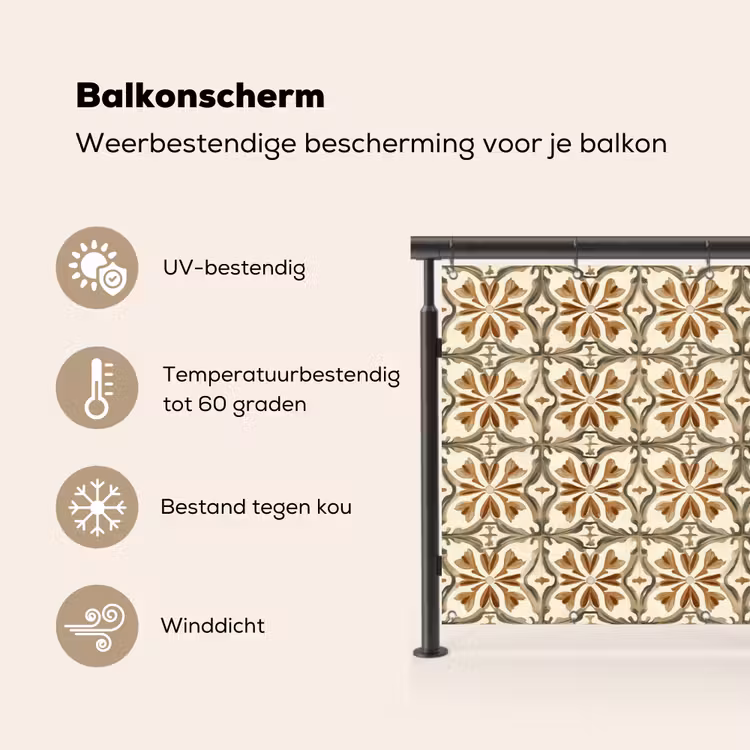 Balkonscherm - Siertegel - Patroon - Bruin — 3