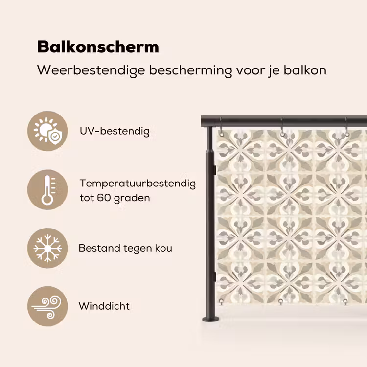 Balkonscherm - Tegel - Motief - Beige — 3