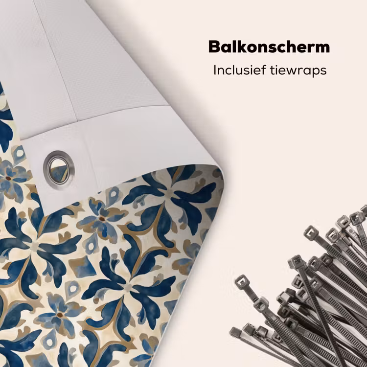 Balkonscherm - Tegel - Patroon - Blauw - Beige — 4