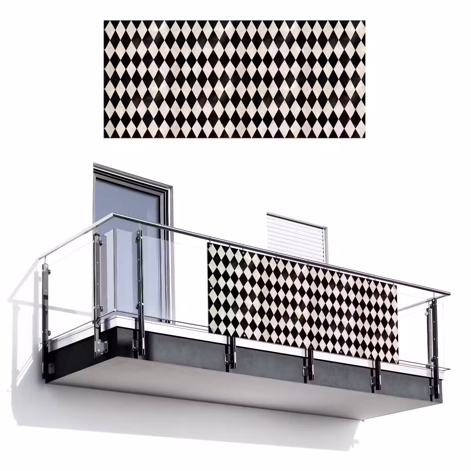 Balkonscherm - Klassiek - Patroon - Zwart — 1