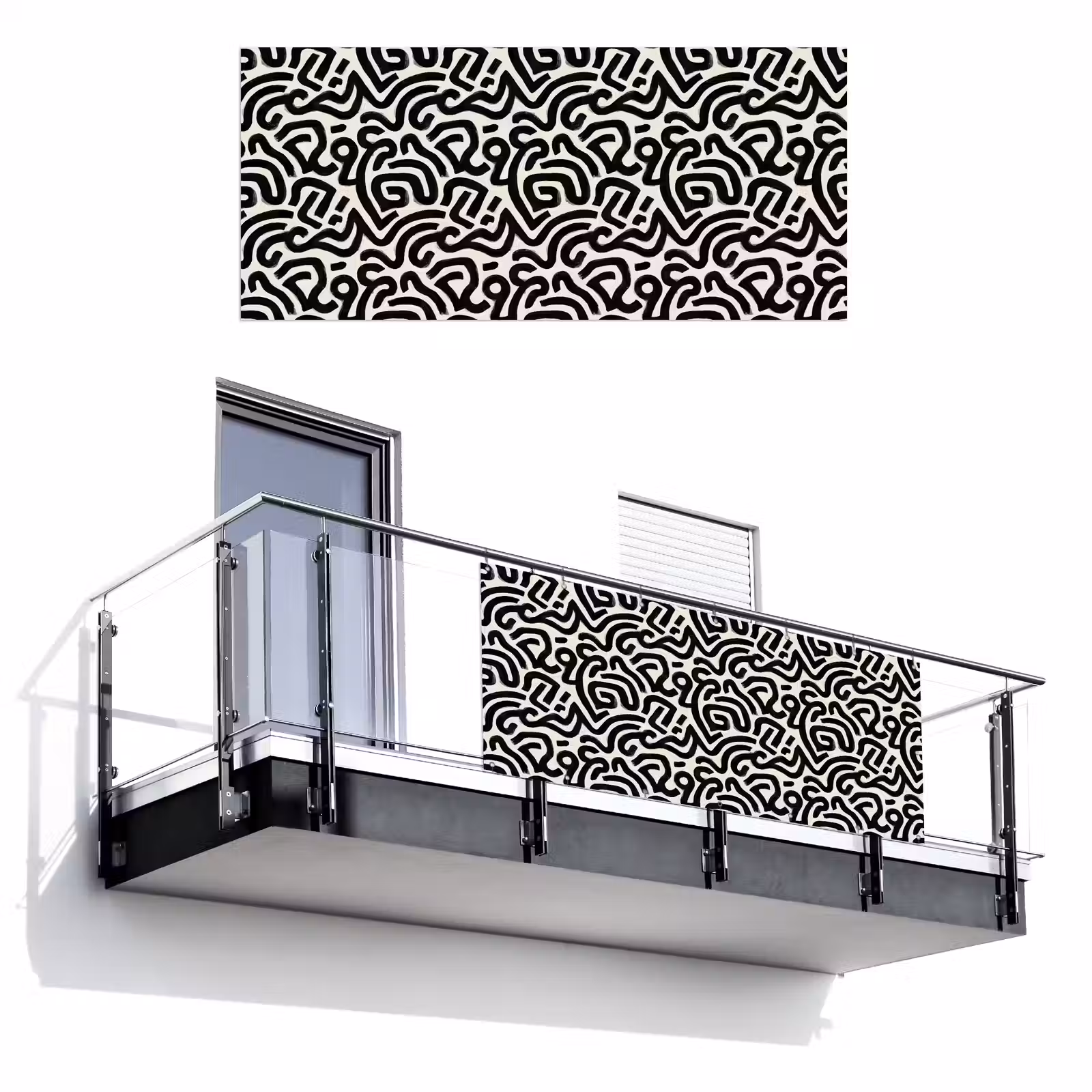 Balkonscherm - Modern - Abstract - Zwart — 1