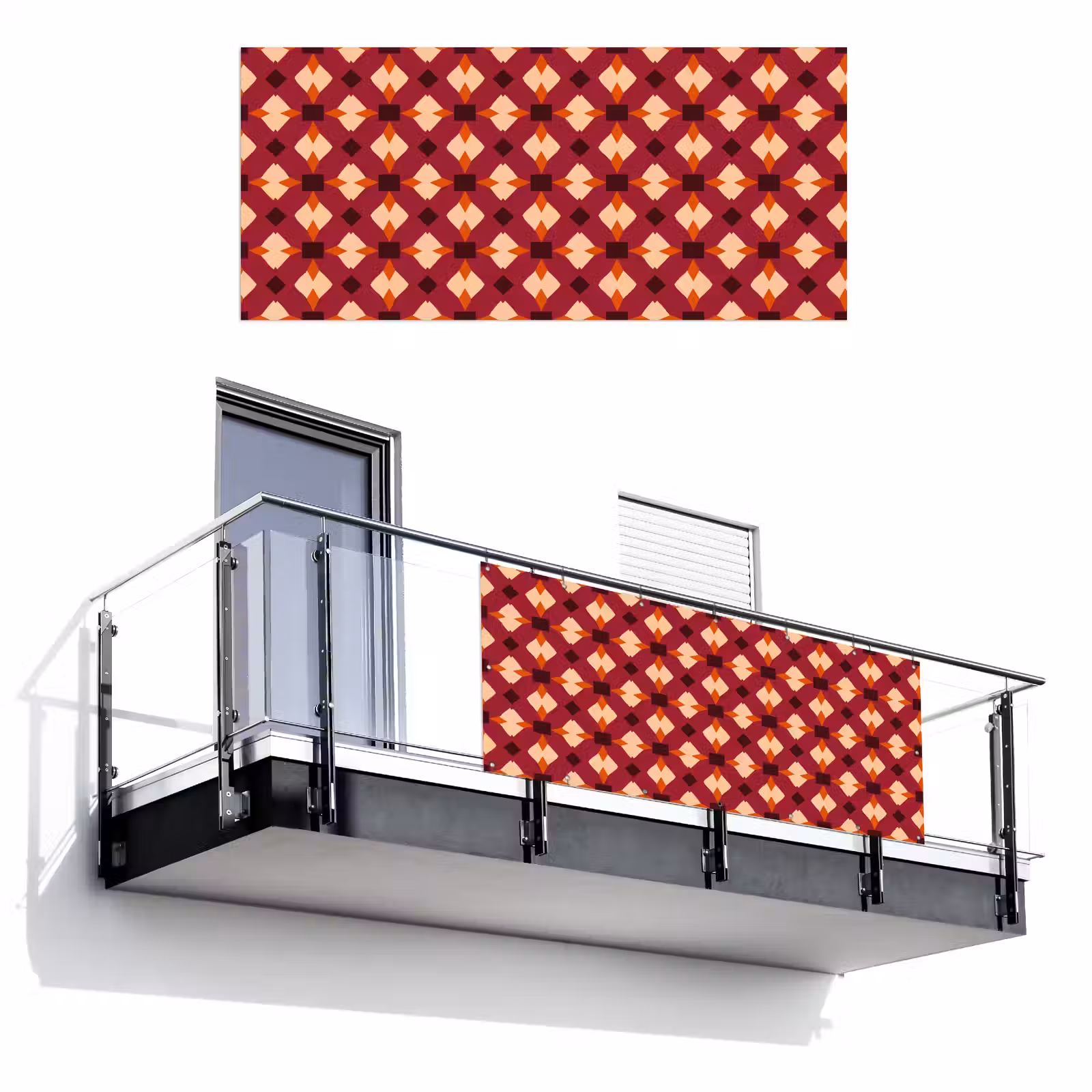 Balkonscherm - Retro - Patroon - Kleurrijk — 1