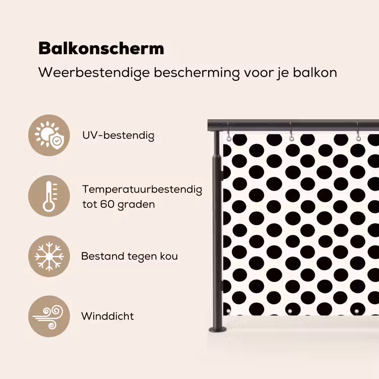 Balkonscherm - Klassiek - Stippen - Zwart — 3