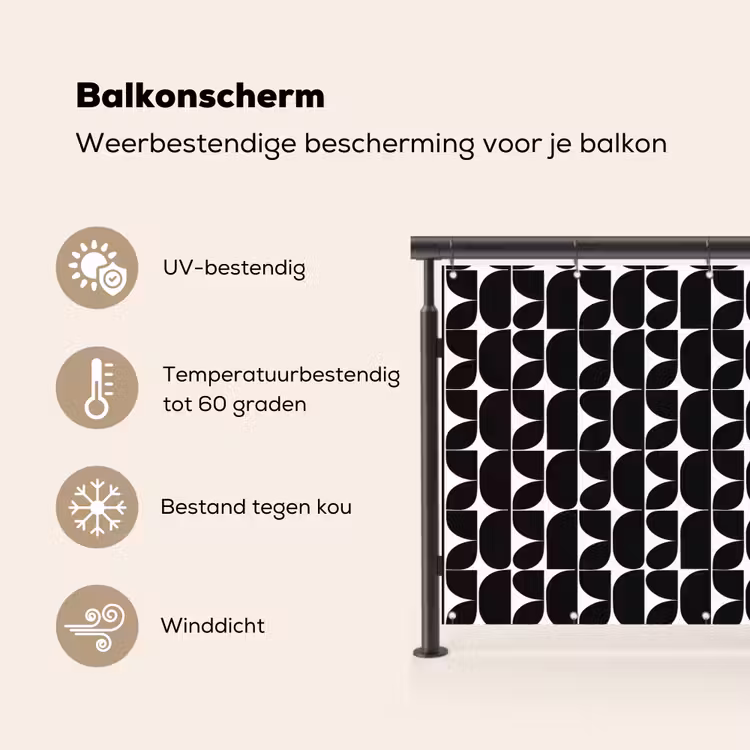 Balkonscherm - Modern - Geometrisch - Zwart — 3