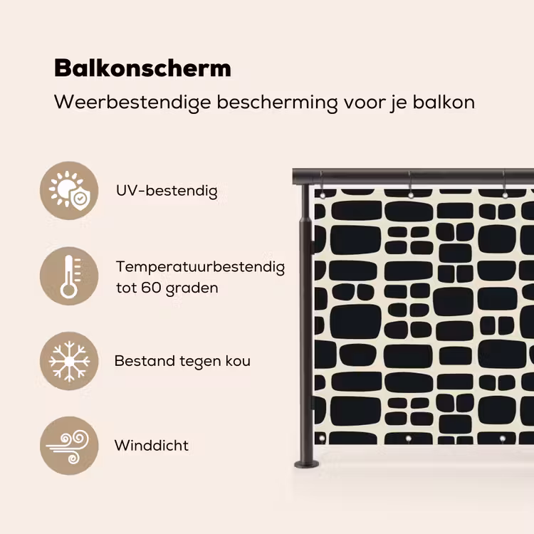 Balkonscherm - Modern - Organisch - Zwart — 3